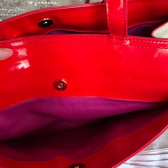 Red Patent Leather Tory Birch Tote Bag - Picture 8 of 9